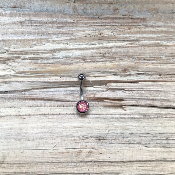Pink Opal‎ Belly Button Ring - Picture 1 of 1